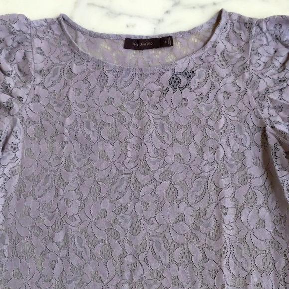NWT. The Limited Cotton and Nylon All Lace Puffy Short Sleeve Blouse. - Picture 4 of 5